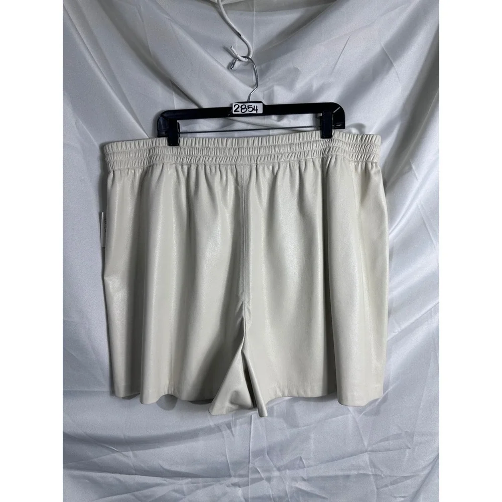 Good American Better Than Leather Shorts Bone White Faux Leather Drawstring nwt